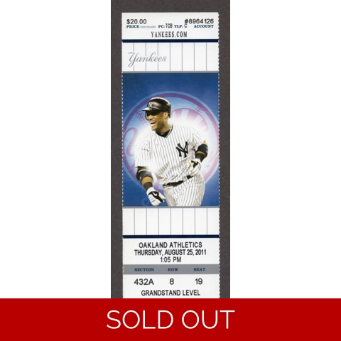 3 Grand Slams by One Team 2011-08-25 New York Yankees vs Oakland Athletics Full Season Ticket Robinson Cano HR 138 GRAND SLAM